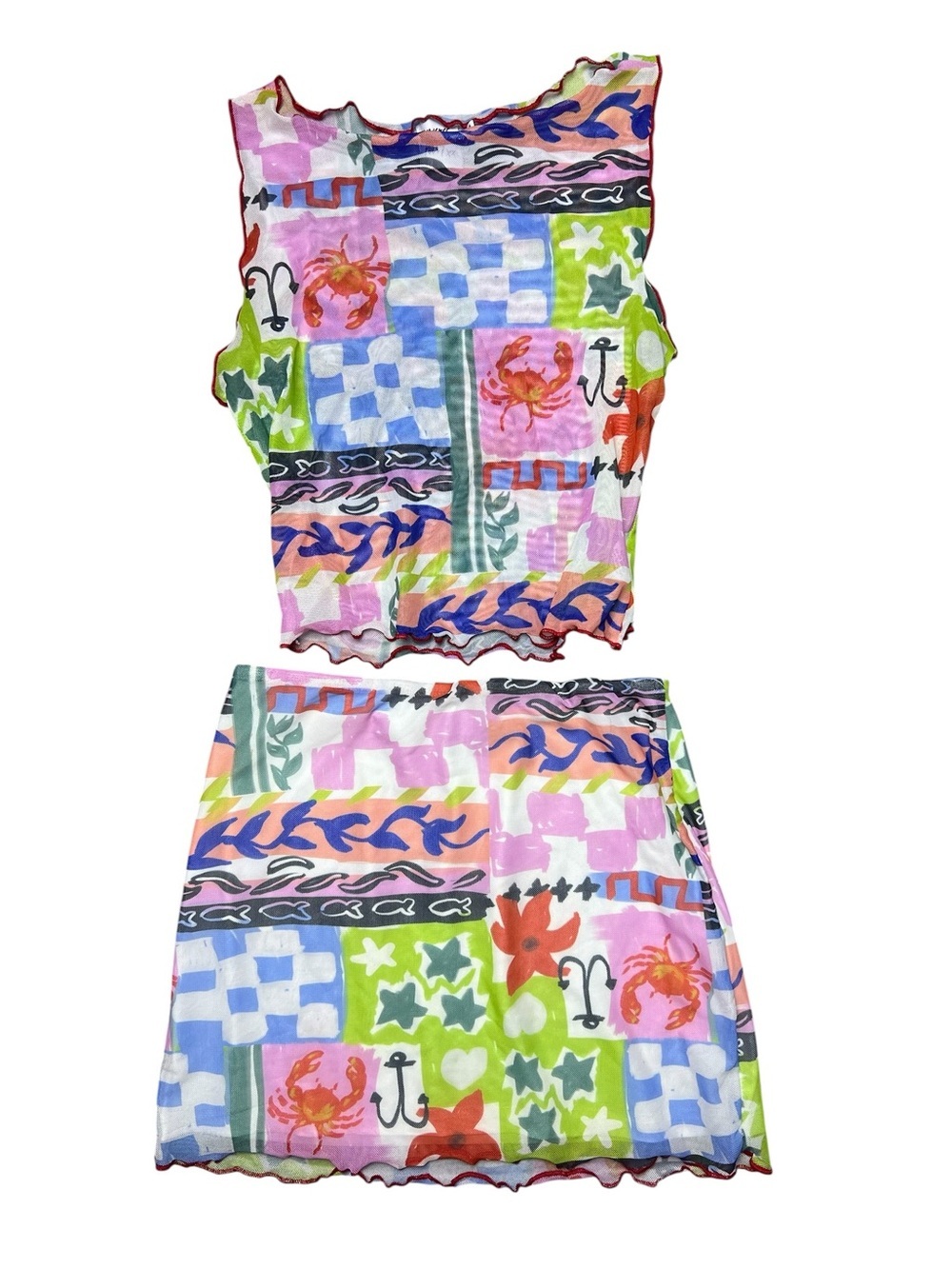 Princess Polly Patchwork Mesh Skirt Set Size 2 Y2K Festival Coquette